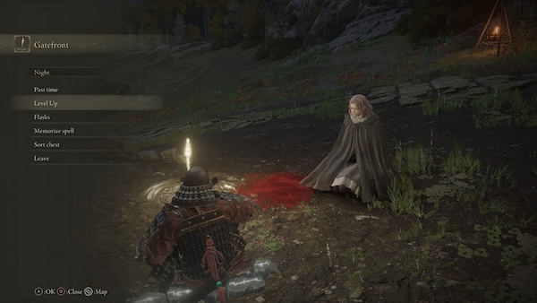 The levelling up mechanism: sitting at a bonfire-like Site of Grace