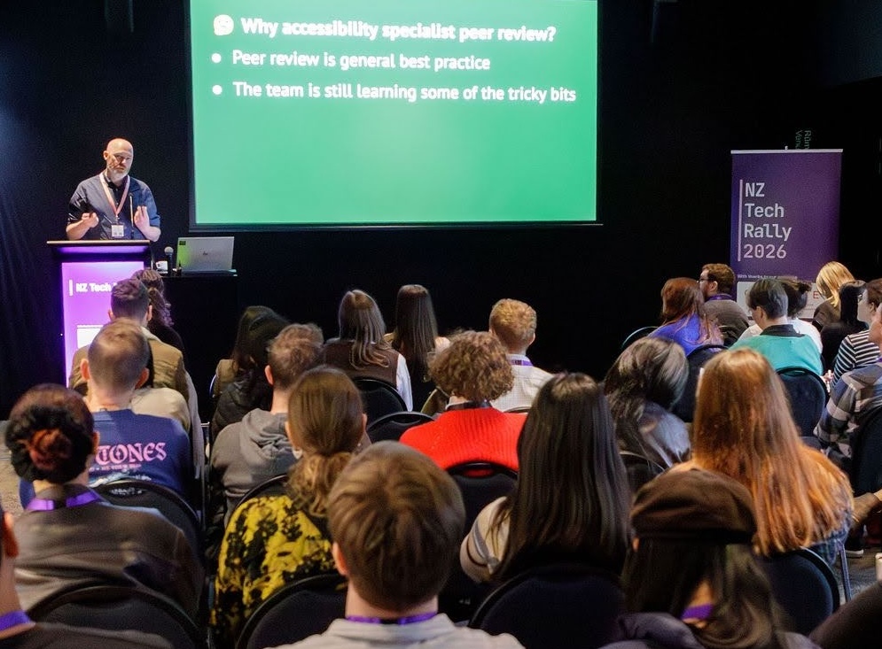 Me speaking at NZ Tech Rally 2026